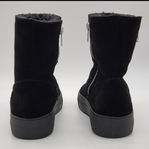 J/Slides Trulie Water Resistant Suede Platform Wedge Ankle Bootie with Faux Fur - Picture 9 of 13